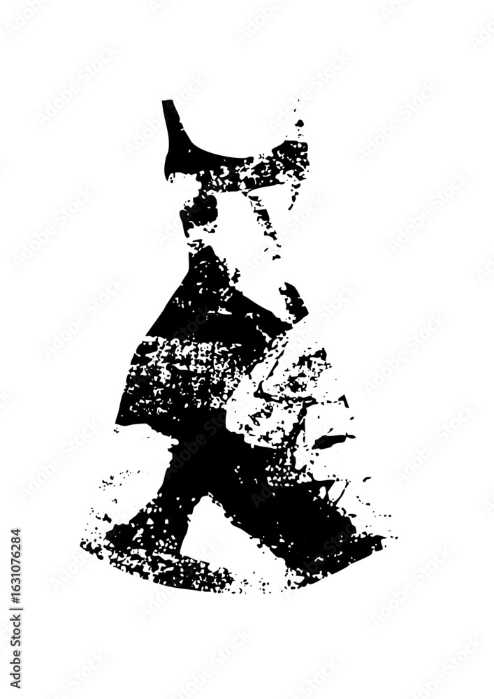 Poster vector abstract figure of a dancer in a dynamic pose.