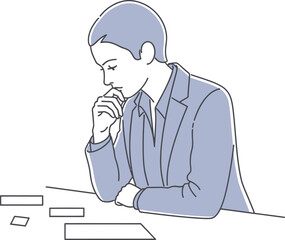 Illustration of thoughtful business person problem solving task