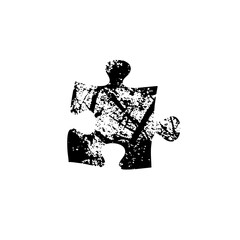 Fototapeta premium Vector Distressed single puzzle piece .