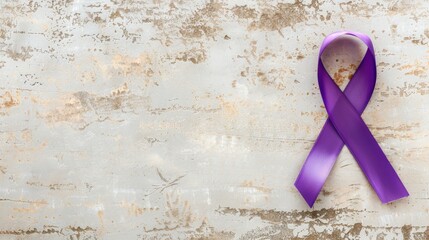 Purple awareness ribbon on textured background