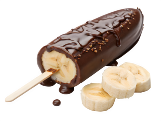 Delicious chocolate covered banana frozen treat with slices