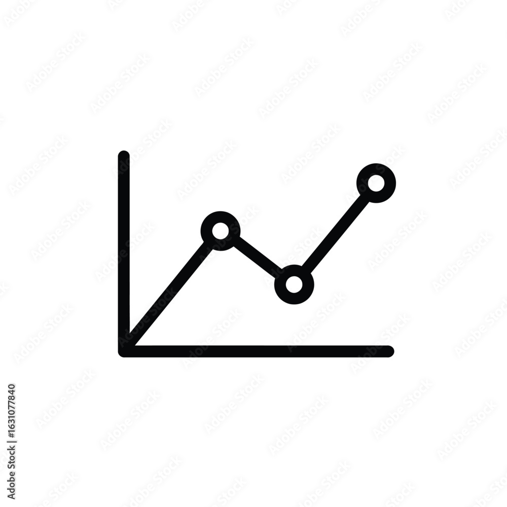 Poster line graph icon showing upward trend with three data points on axes