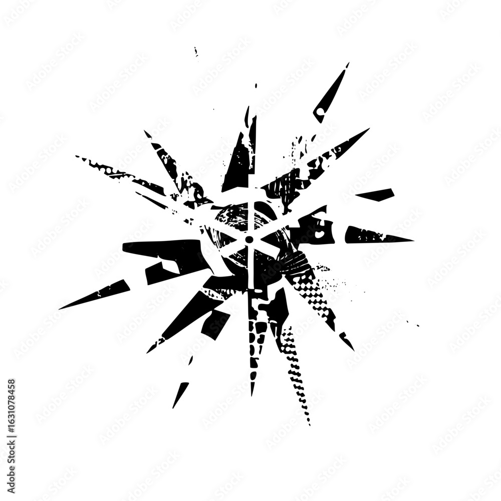 Poster vector dynamic burst of fragmented shapes creates an abstract explosion .