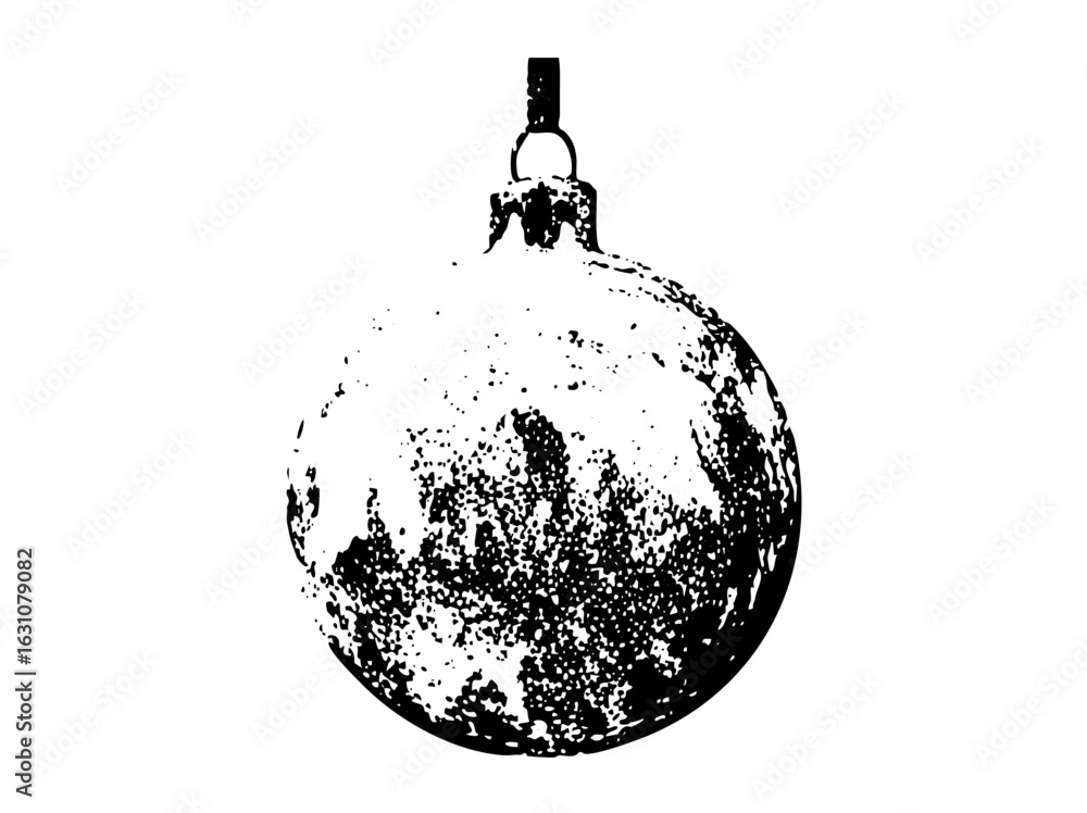 Poster vector distressed spherical ornament with hanging loop.