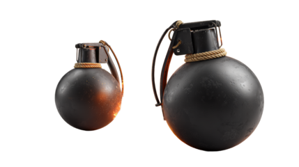 Bombs with burning fuse realistic 3d on white background