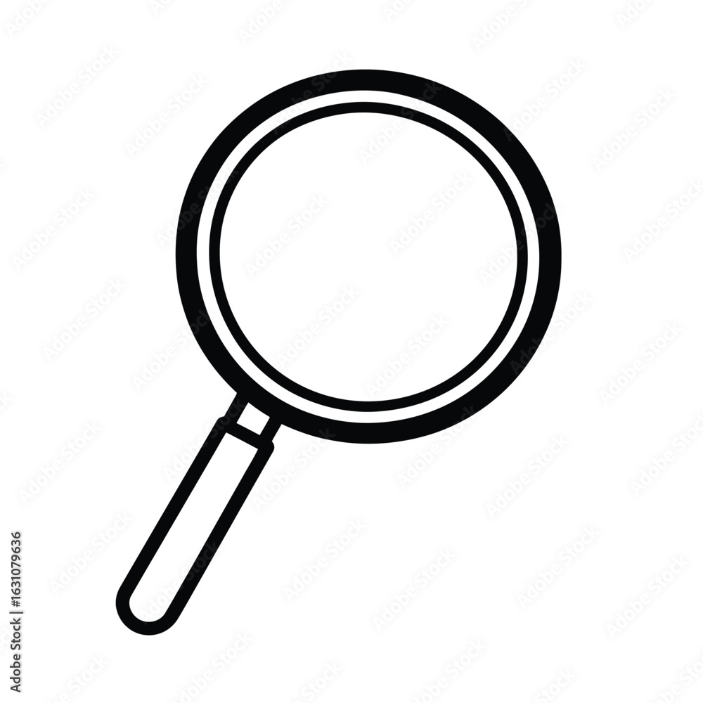 Poster magnifying glass outline style with transparent background for search or design
