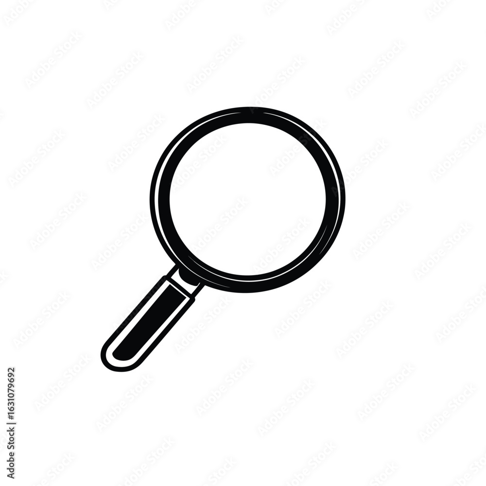 Poster magnifying glass search tool with handle and transparent background icon