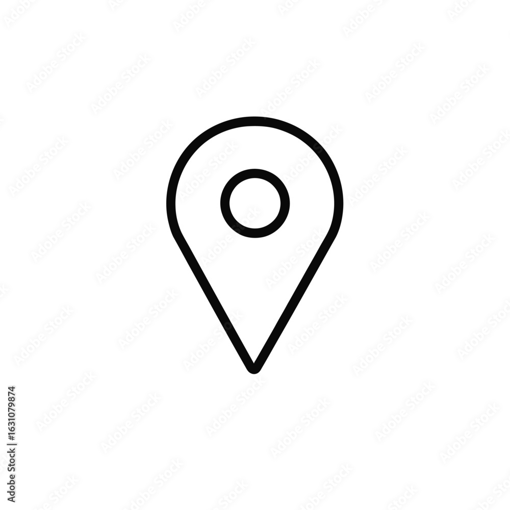 Poster map pointer icon sign on transparent background location pin outline minimal