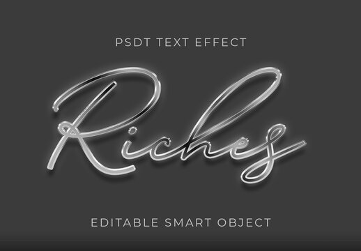 Silver Luxury Script Bright Contour Font Cursive Metallic Shine Text Effect