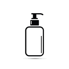 Minimal Dispenser Bottle with Pump Design on Transparent Background, Black Icon Style