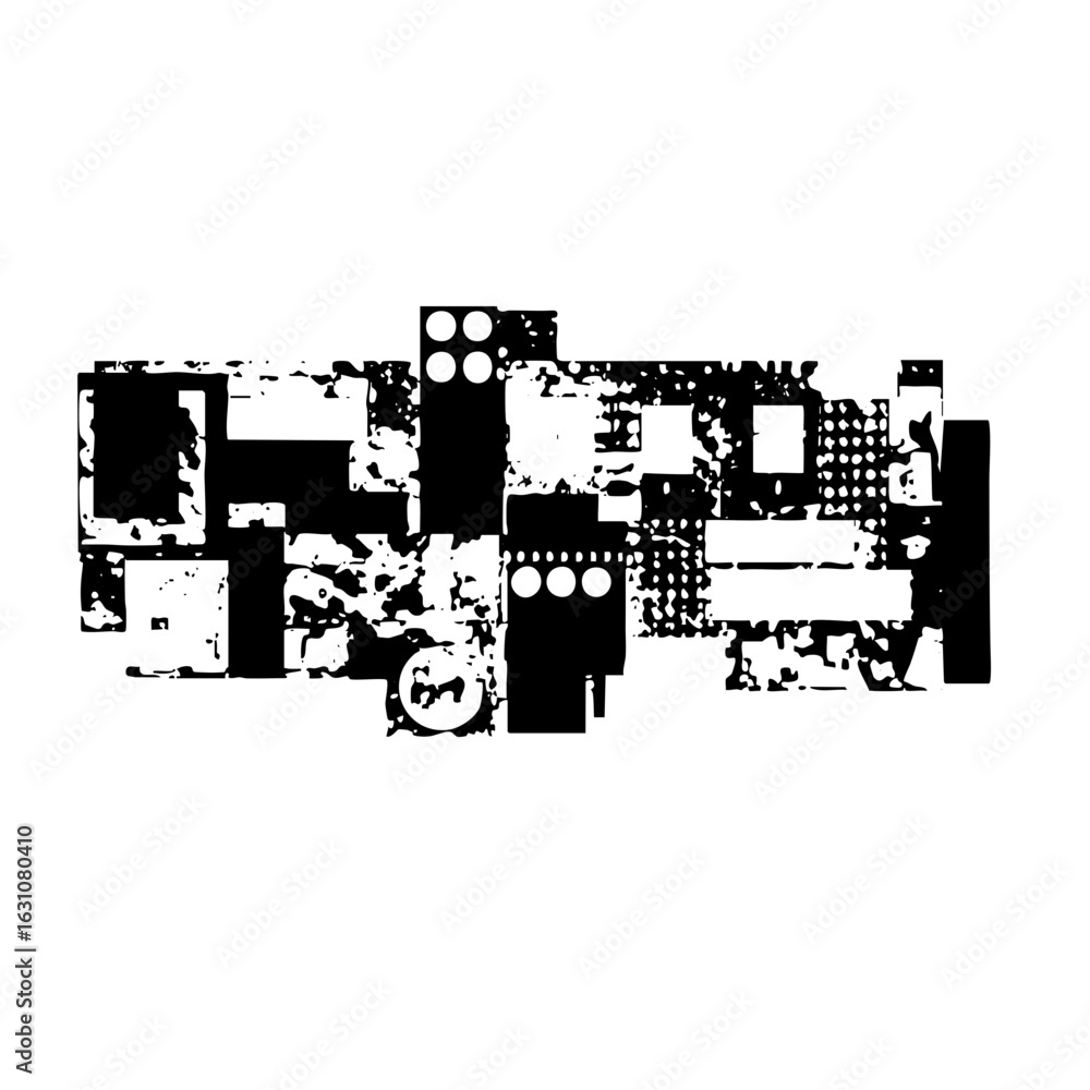 Aufkleber vector abstract geometric composition featuring fragmented shapes and circular elements.
