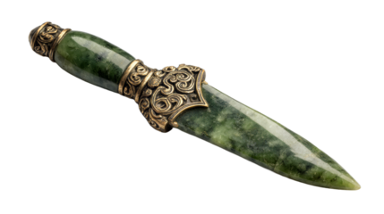 Ceremonial jade dagger isolated on white background