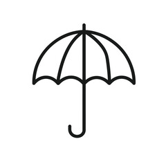Minimalist Black Outline of an Umbrella on White Background, Protection from Rain
