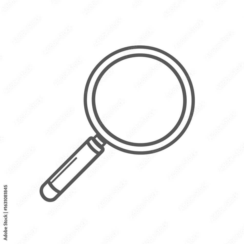 Poster Minimalist Line Art of Magnifying Glass on Transparent Background for Web and Print