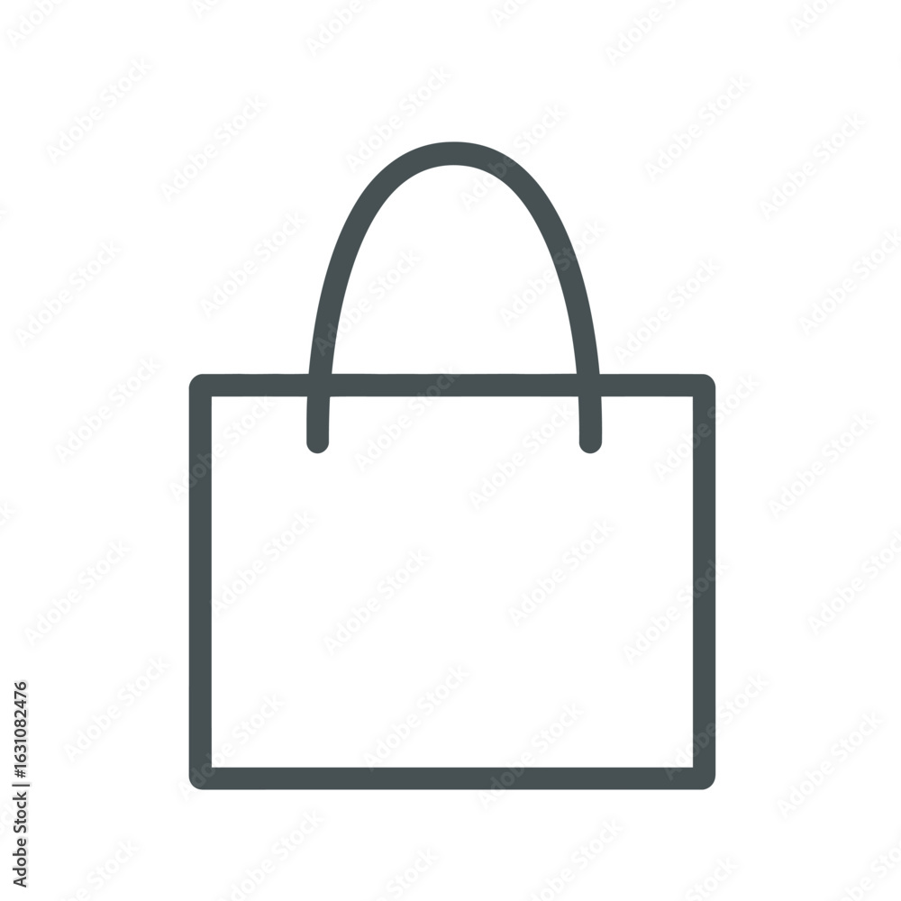 Poster minimalist shopping bag icon simple ecommerce symbol with rounded handle in gray