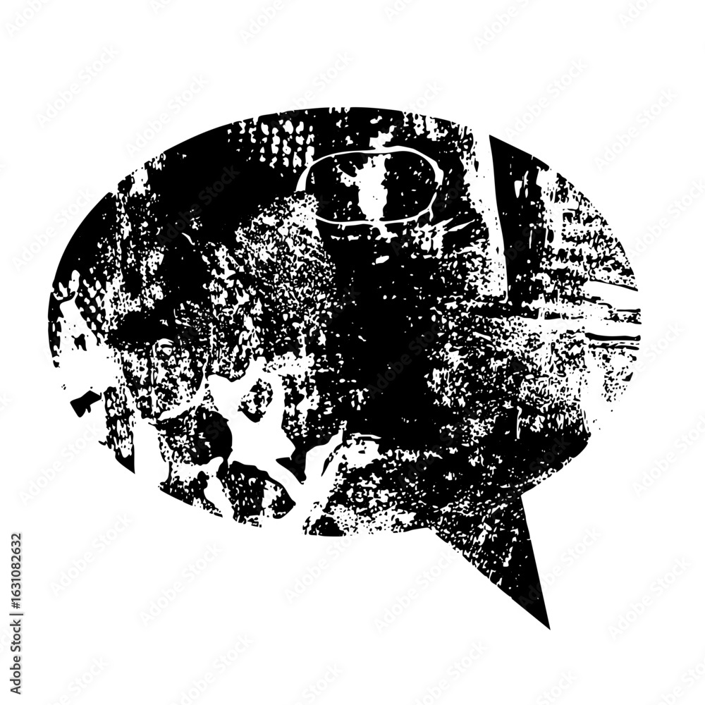 Poster vector distressed speech bubble with a face inside.