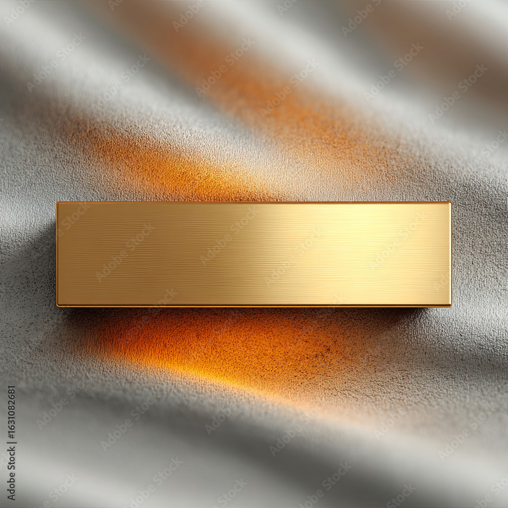 Poster golden metal bar with brushed texture on rough surface background with warm light reflection creatin