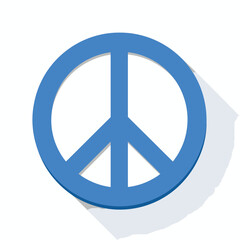 Peace Symbol Icon Graphic Blue Vector Illustration with Retro Shadow for Positive Concepts