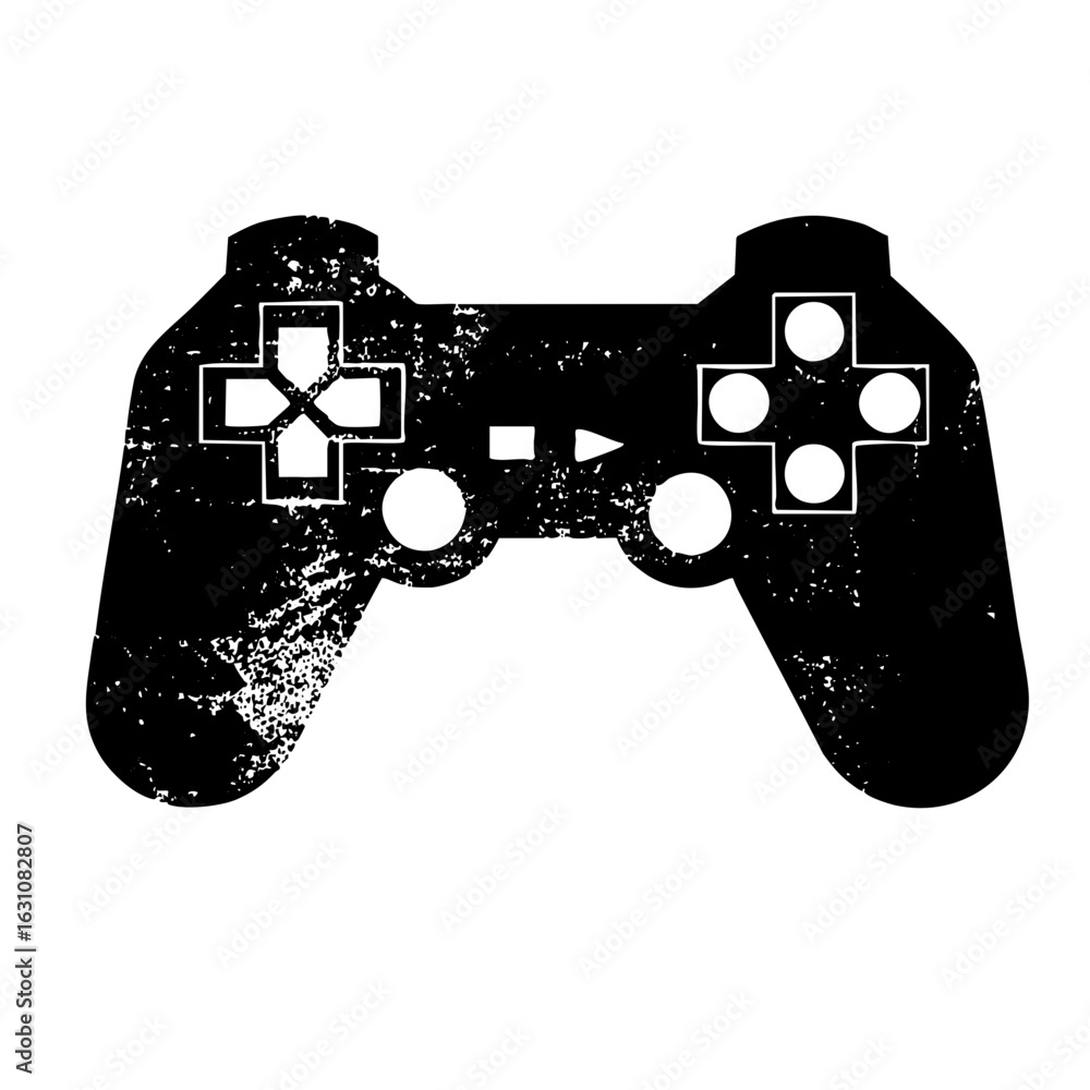 Poster vector black gamepad with directional pad and buttons.