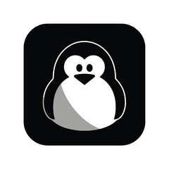 Simple monochromatic illustration of a charming penguin, perfect as a graphic element for digital design, app icons, educational materials, or a friendly animal mascot.