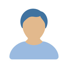 Faceless Character Portrait Minimalist Vector Illustration of a Blue-Haired Person