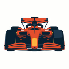 Vibrant orange f1 racing car vector illustration speeding on track with sleek design elements
