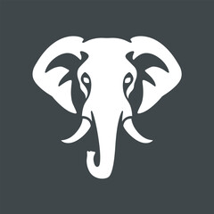 Elegant Elephant Head Logo Design Minimalist White Elephant Icon on Dark Background