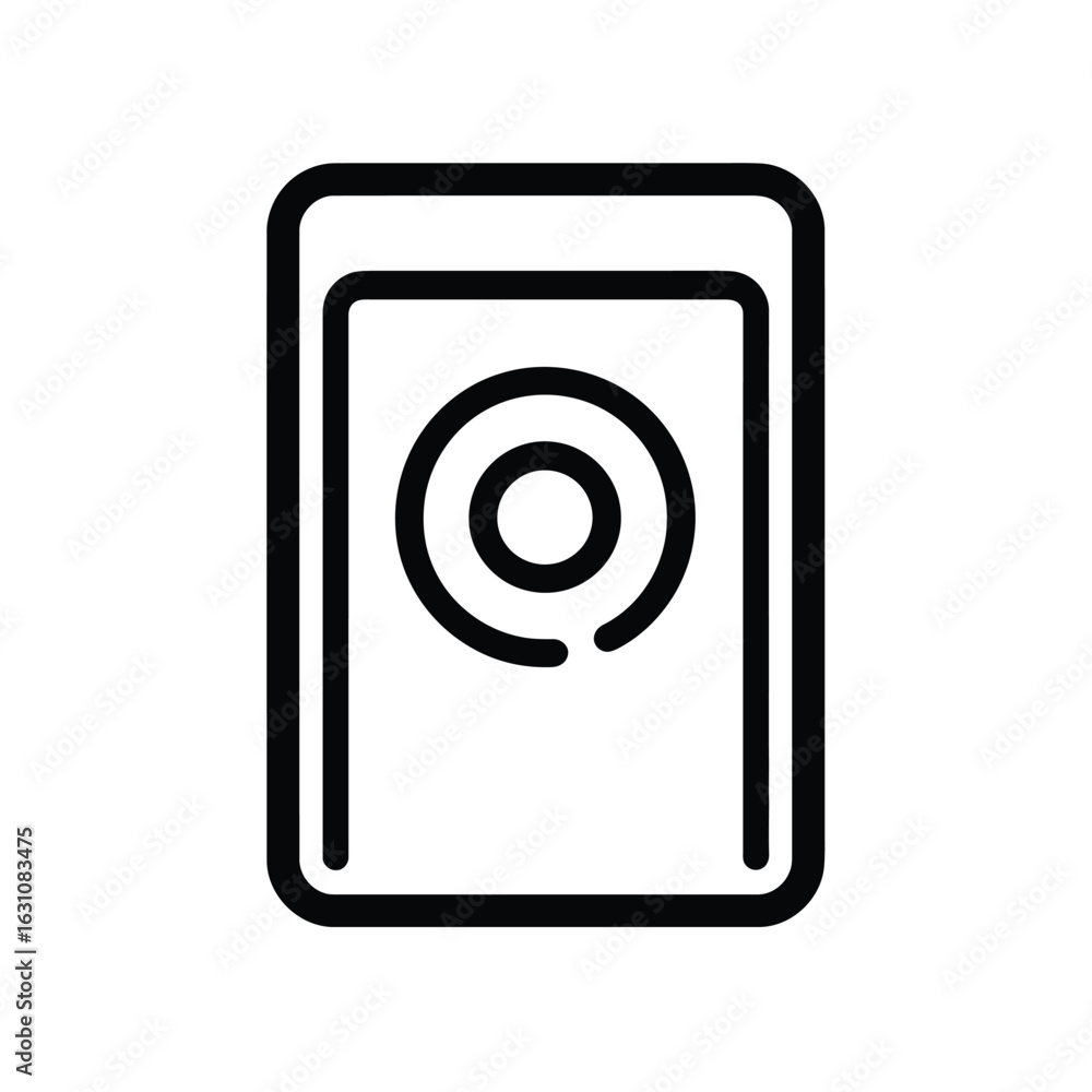 Poster modern rectangular black icon outlines design with circular detail on white background