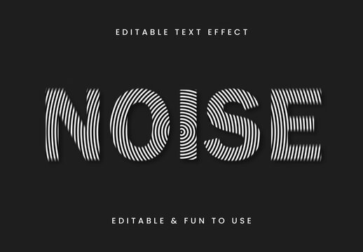 White And Black Circular Lines Noise Font Blurred Striped Wave Text Effect