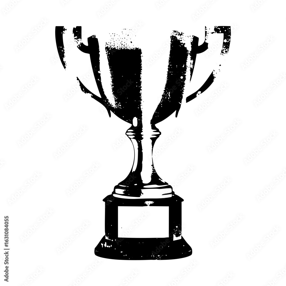 Poster vector distressed trophy with handles and base.