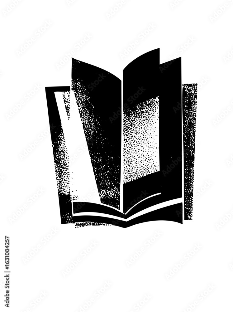 Poster vector abstract open book with textured pages.