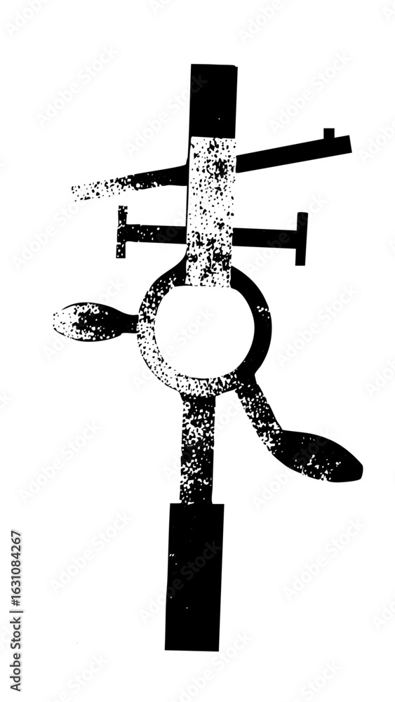 Poster vector abstract mechanical featuring a circular component and levers.