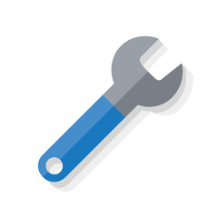 Wrench tool icon for repair service and maintenance. Flat design spanner for settings and configuration on an isolated white background.