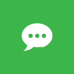 Green Background Featuring Communication Speech Bubble with Ellipsis, Conveying Conversation and Message, Ideal for Digital Interaction Design