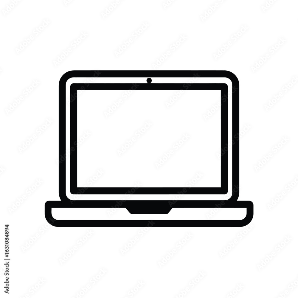 Aufkleber open laptop computer outline style icon on transparent background for creative projects