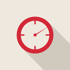Simple Red Clock Icon Time Management, Schedule, Deadline, Punctuality Concept