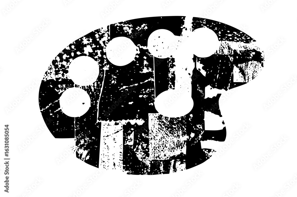 Poster vector abstract floral emblem with circular elements and textured edges.