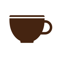Stylized dark brown silhouette of a cup, ideal for designs related to coffee shops, tea breaks, relaxation moments, and the enjoyment of warm beverages.