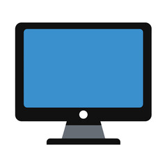 Modern Flat Design Computer Monitor Icon, Sleek Electronic Display for Digital Content and Online Information