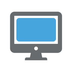 Modern computer monitor icon for digital technology and online content creation