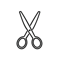 Open Scissors Line Art with Handles and Blades on Transparent Background