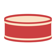 A simple red tin can illustration with beige top and bottom edges, perfect for food packaging concepts and design elements.