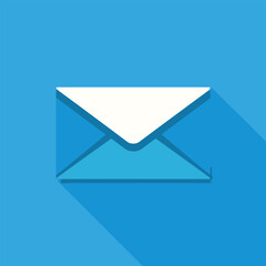 Minimalist Envelope Icon on Blue Backdrop - E-mail Communication and Correspondence