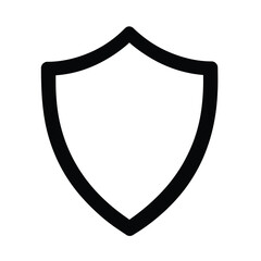 Outline black shield icon with transparent background for security and protection