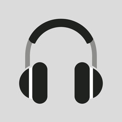 Simple graphic illustration of over-ear headphones. A concept for personal audio, music listening, and sound technology.