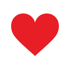 Simple red heart graphic isolated on a white background. An iconic symbol representing love, passion, and romance.