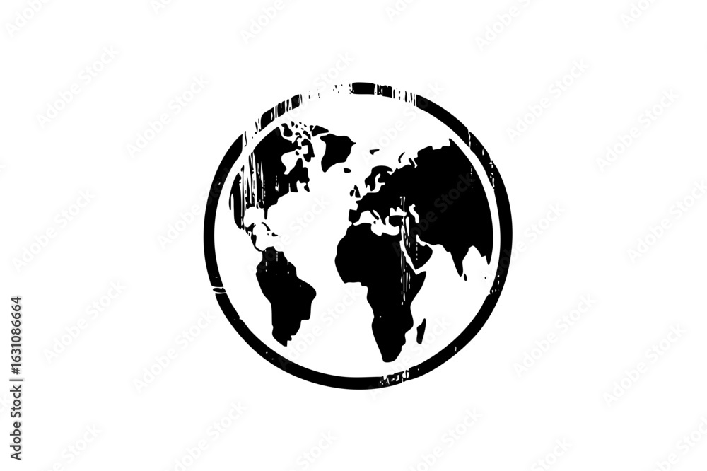 Poster vector black globe within a circular frame.