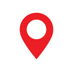 Vibrant Red Map Pointer Icon - Navigation & Location Vector Graphic