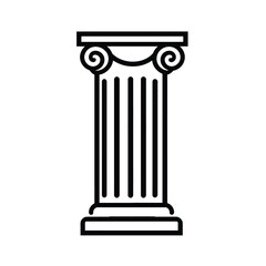Outline ionic column with transparent background, ancient architecture element icon