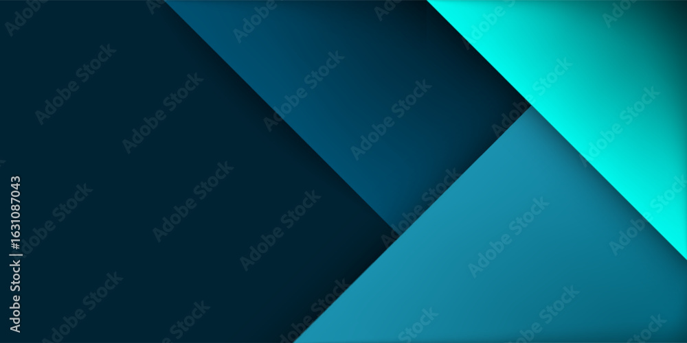 Poster green turquoise and blue background vector overlap layer on dark space for background design
